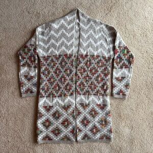 Dreamers Ivory and Taupe Knit Open Cardigan